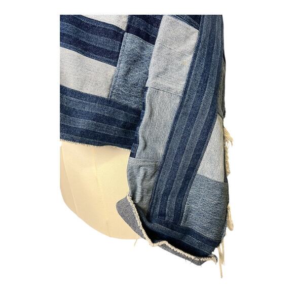 Artisan Upcycled Women’s Jean Jacket Denim Blue Cotton Western Boho M L Cropped - Picture 3 of 9